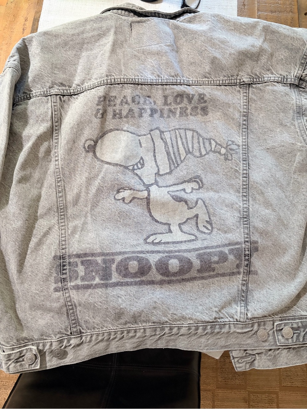 Peanuts Gray Denim Jacket with Snoopy Graphic